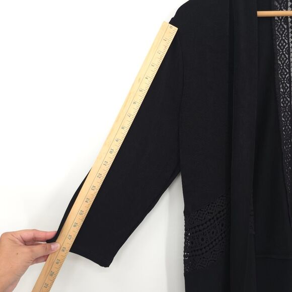 Chicos Travelers Lace Detail Cardigan Jacket Slinky Open Front Black NWT - Picture 15 of 16